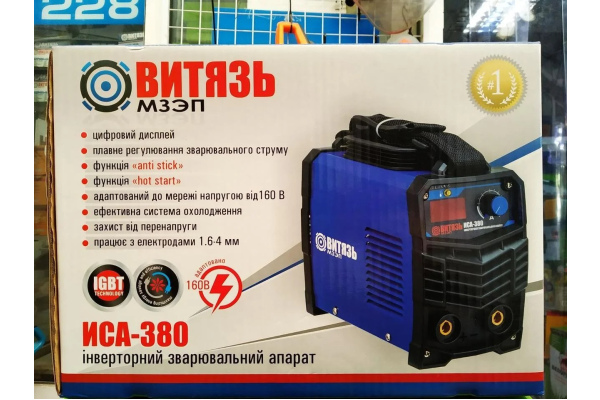 Фото 2 - Сварочный инвертор Витязь ИСА-380 с таблом в картонной упаковке